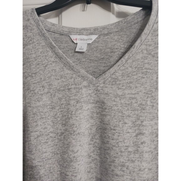 NWT Women's Liz Claiborne Long Sleeve V-Neck Cold Shoulder Top Blouse Size L... - Picture 2 of 6